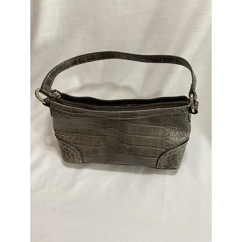 Tommy Hilfiger Small Bag Silver Purse Shoulder Bag Alligator Pattern